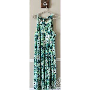 Torrid Womens Size 1 Green Floral Maxi Dress Sleeveless Pockets